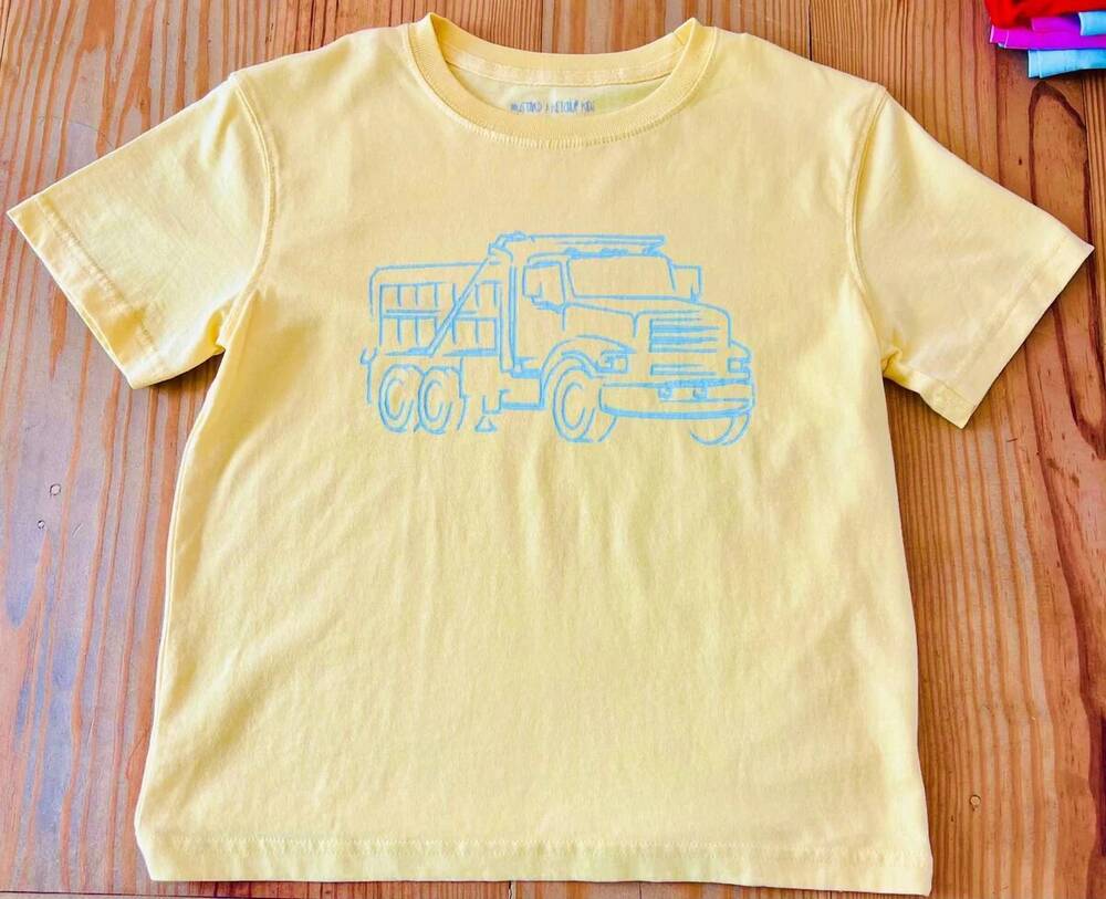 NEW MUSTARD & KETCHUP KIDS kids' short sleeve dump truck t-shirt in yellow